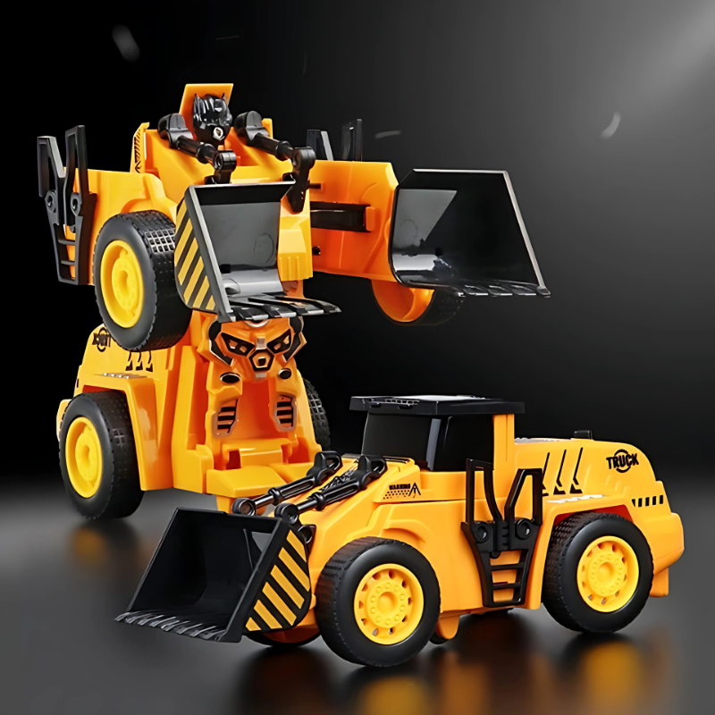 Red & yellow kids' 2-in-1 transforming construction robot toy, perfect for interactive imaginative play