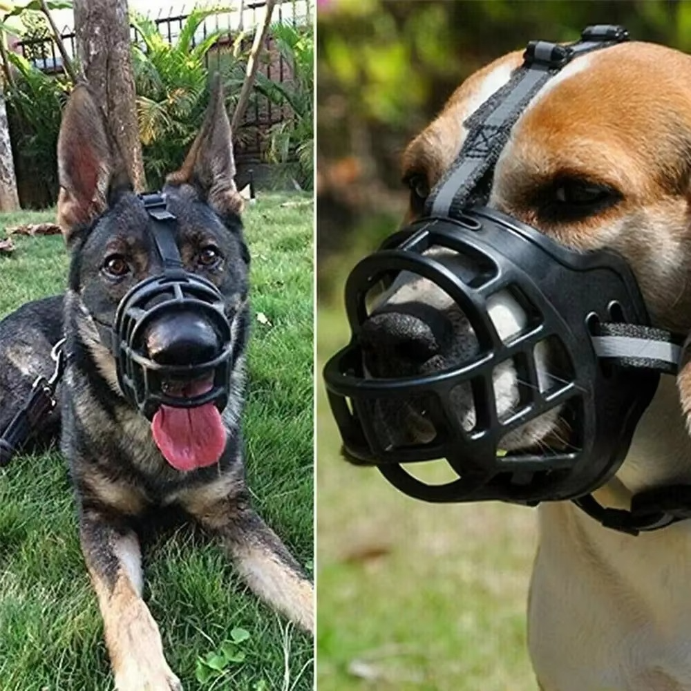 Adjustable dog muzzle with a comfortable, breathable fit. Ideal for dog training & anti-bite safety.