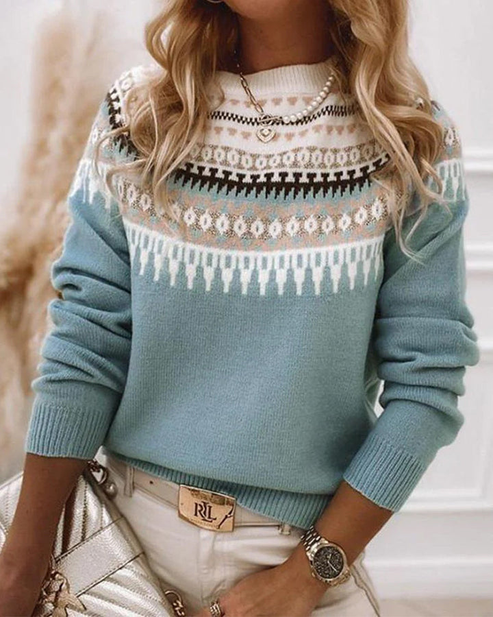 Relaxed fit women's warm knit sweater, perfect for cozy fall & winter fashion.