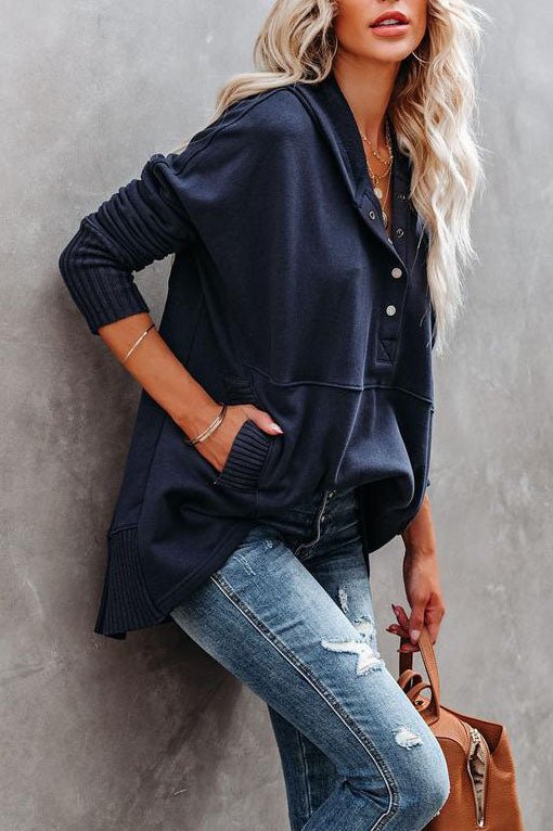 Comfortable women's relaxed tunic hoodie, perfect casual longline pullover for weekend style.