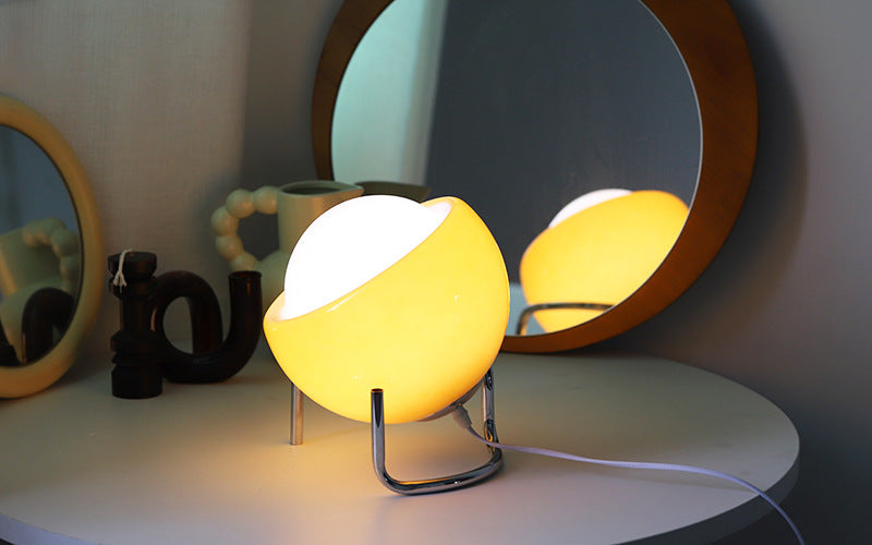 Stylish retro glass orb lamp. Charming home decor accent piece for tables.