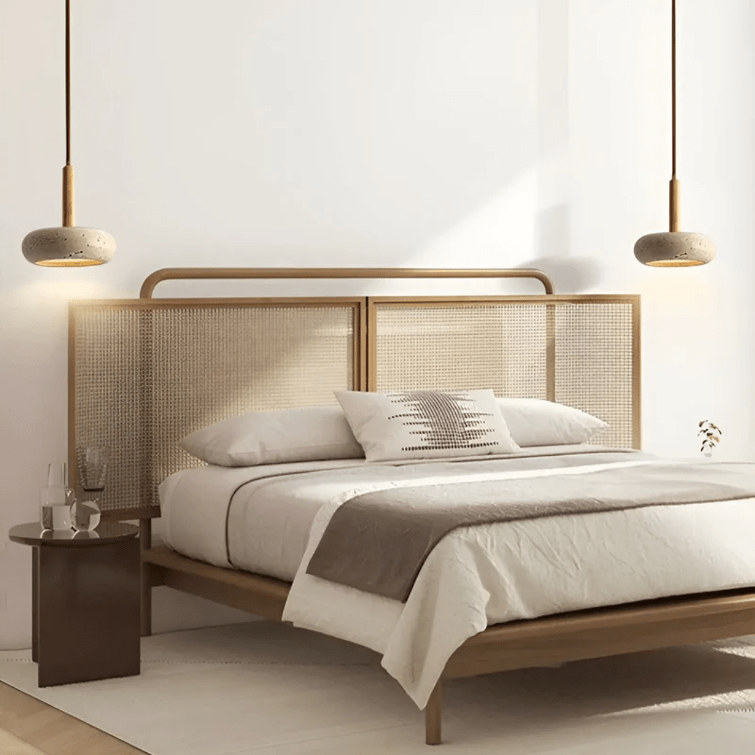 Stylish LED ceiling light. Natural wood & stone design. A modern retro piece for contemporary home interiors.