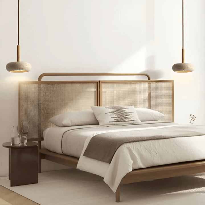 Stylish LED ceiling light. Natural wood & stone design. A modern retro piece for contemporary home interiors.