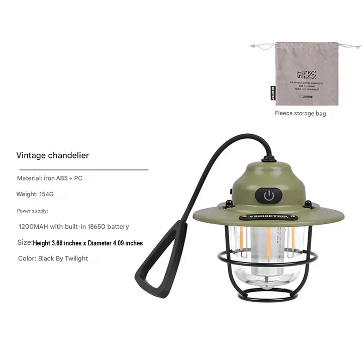 Classic vintage rechargeable LED lantern, excellent portable outdoor light for camping and retro decor.