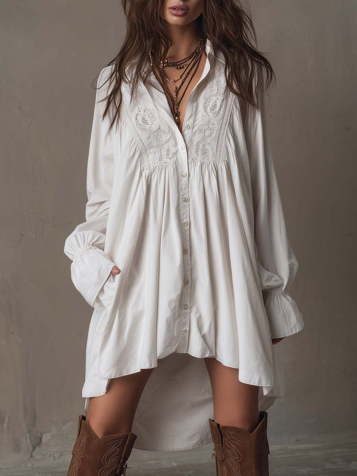 Retro women's long-sleeve mini dress with an elegant irregular hem, perfect for parties & autumn fashion.