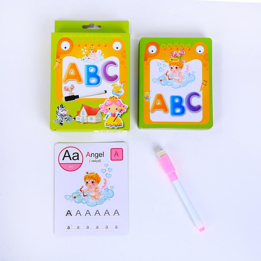 Educational learning cards set for kids, engaging preschool children in alphabet and math