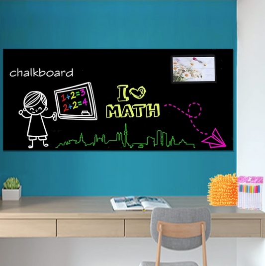 Reusable peel & stick chalkboard wall decal for kids art, drawing & home organization