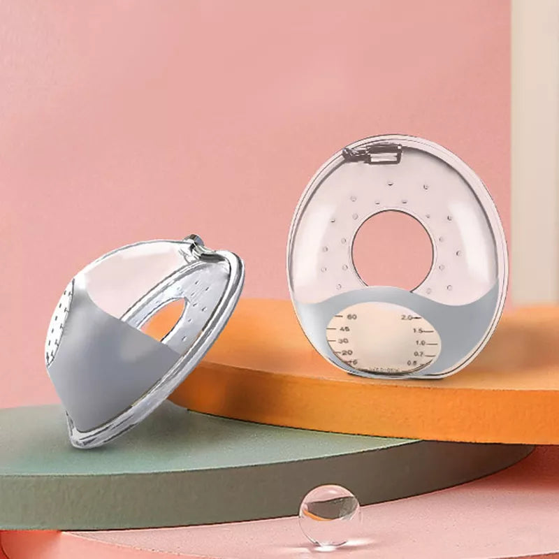 Side view of a silica gel breastmilk collector, designed for discreet wearing