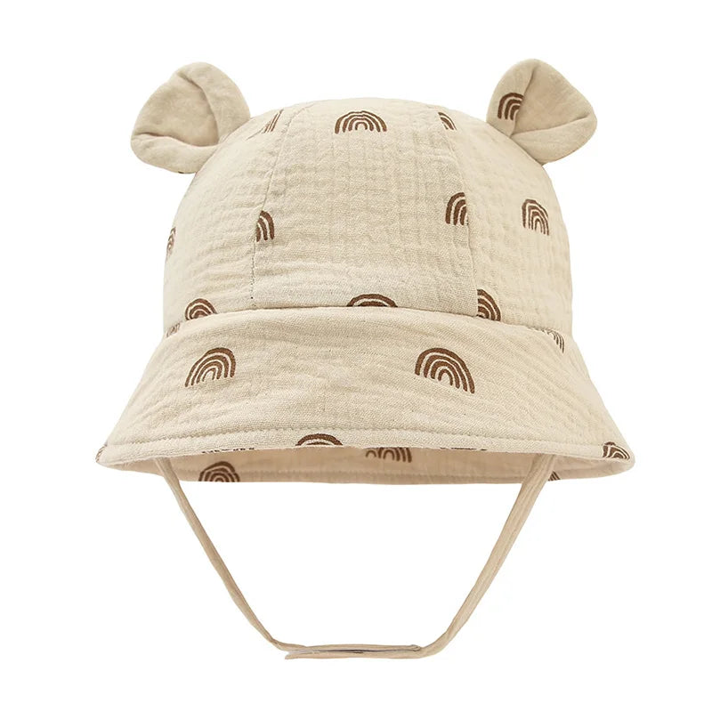 Baby accessories: Reversible cotton bucket hat in panama style, various prints, sun safe.