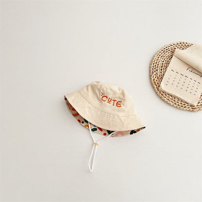 Soft cotton baby sun hat, reversible design with two patterns for infant and toddler sun protection