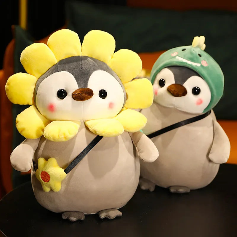 Unique reversible soft toy, penguin to dinosaur, a delightful addition to baby toys.