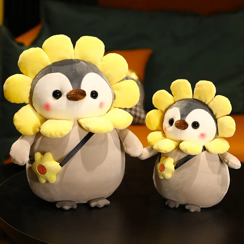 Innovative reversible plush toy, featuring a cute penguin and a fun dinosaur for kids.