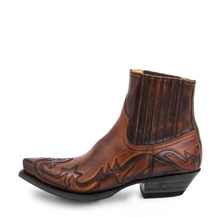 Black men's western cowboy ankle boots, a rugged & stylish choice for comfortable everyday wear.