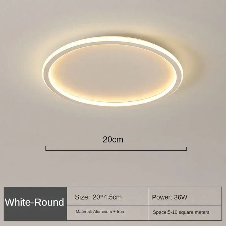 Versatile Scandinavian LED ceiling light, ideal for living room, bedroom, or hallway, adding modern ambient lighting.