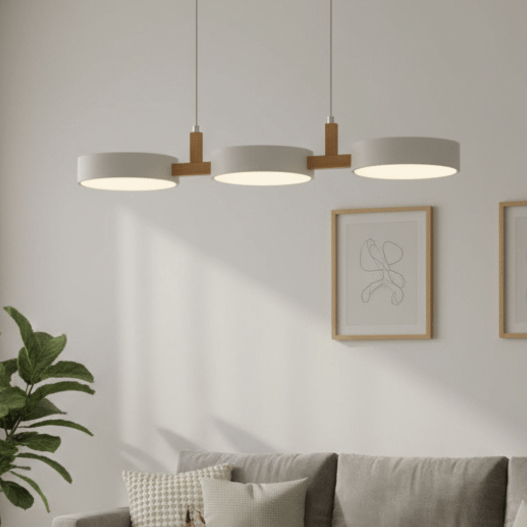 Contemporary Nordic LED pendant light, a statement ceiling fixture for stylish kitchen or dining.