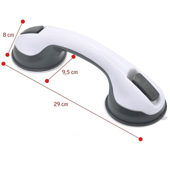No-drill suction cup grab bar provides secure bath & shower safety; essential non-slip mobility aid for seniors.