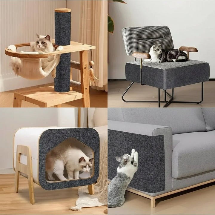 Durable pet protector for walls & doors. Self-adhesive panel prevents cat scratching damage.