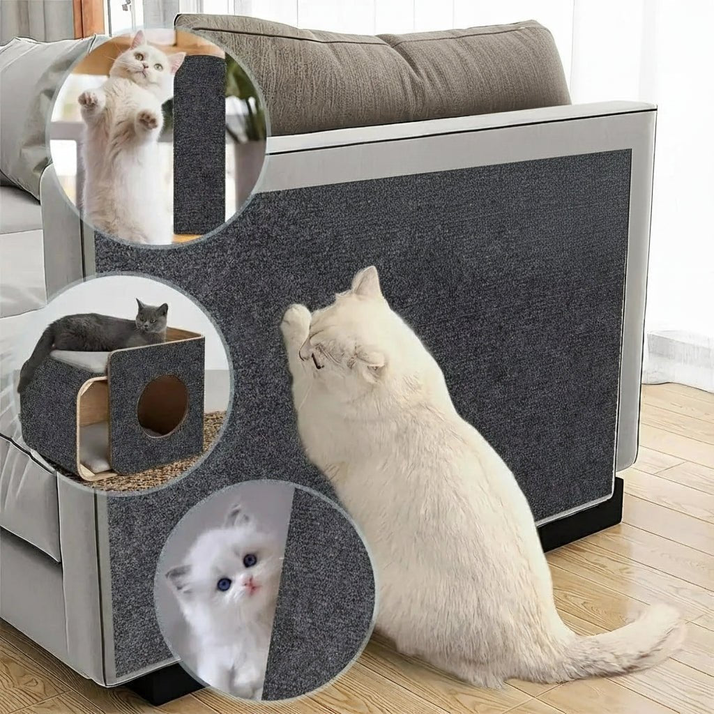 Easy-to-apply self-adhesive cat scratch guard for sofas. Pet friendly furniture shield for cats.