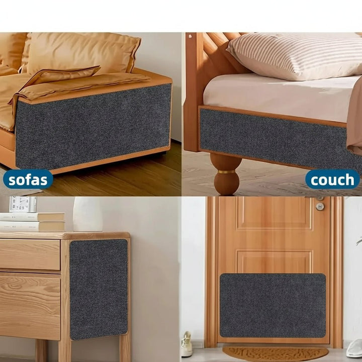 Transparent self-adhesive pet protector plate. Safeguards furniture, walls & carpets from cat claws.