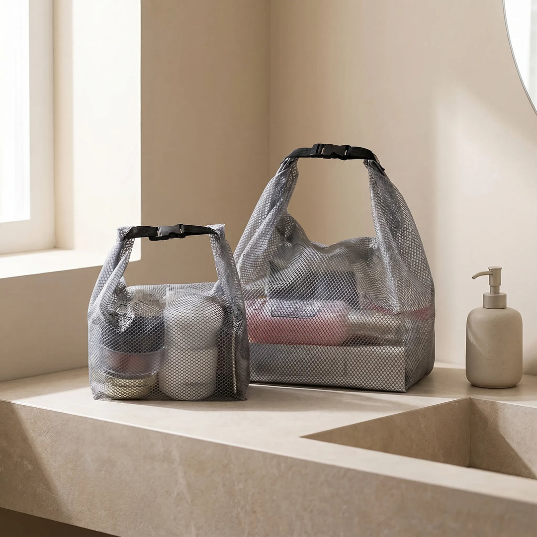 Versatile semi-transparent gym or swim bag. Ideal water-resistant packing cube for travel and active lifestyles.