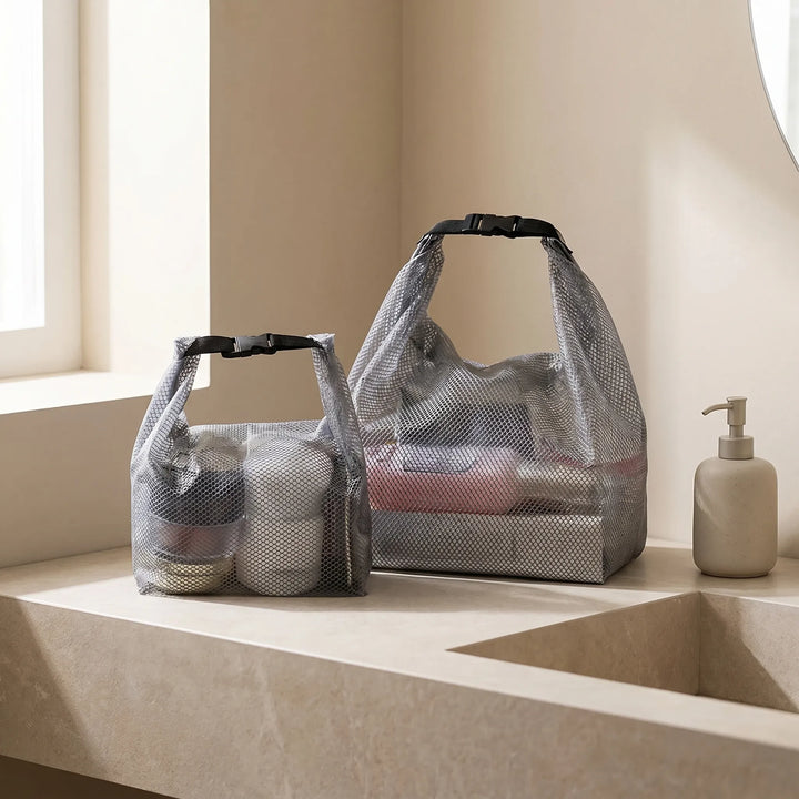 Versatile semi-transparent gym or swim bag. Ideal water-resistant packing cube for travel and active lifestyles.