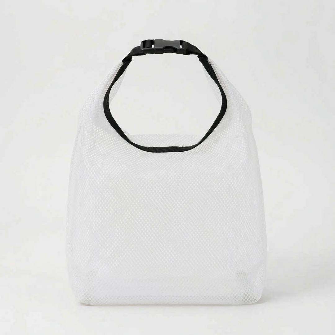 Water-resistant semi-transparent packing cube, perfect for organizing travel toiletries, cosmetics, and swimwear.