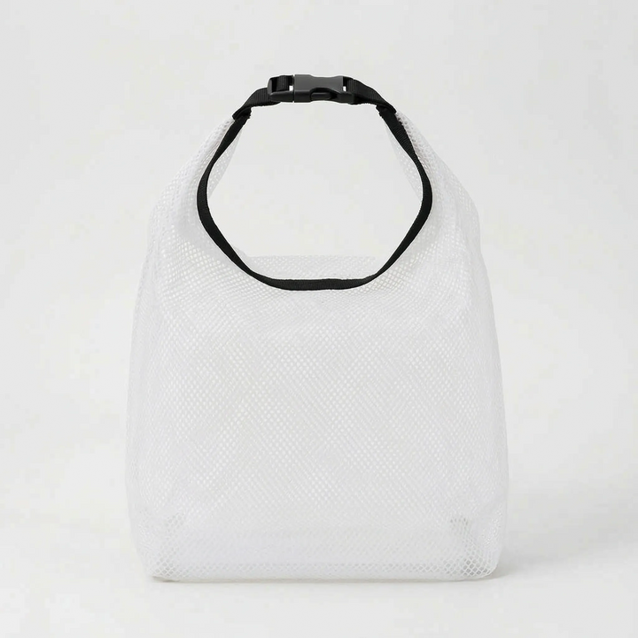 Water-resistant semi-transparent packing cube, perfect for organizing travel toiletries, cosmetics, and swimwear.