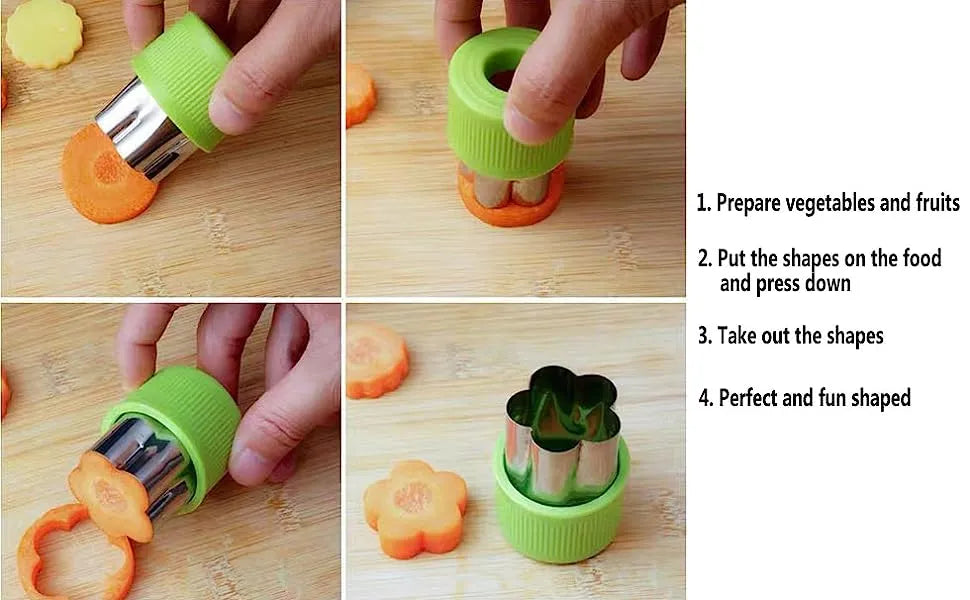 Bento box accessories: small vegetable and fruit shapers for creative and fun kids' meals