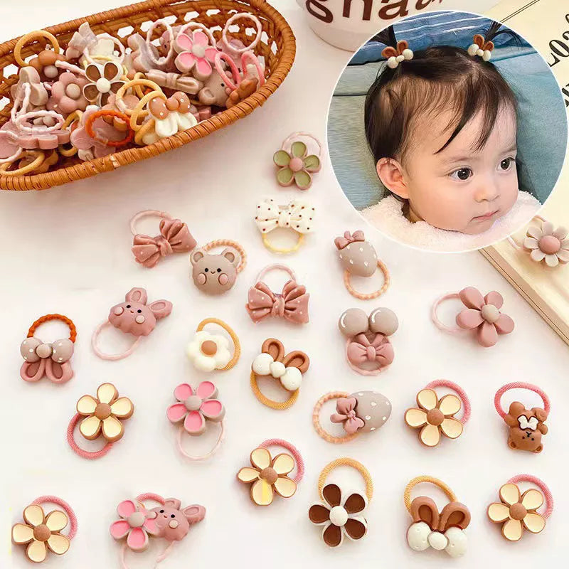 Set of 20 vibrant cartoon character hair bands, perfect for kids' styling and baby girl hair accessories.
