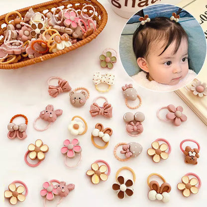 Set of 20 vibrant cartoon character hair bands, perfect for kids' styling and baby girl hair accessories.
