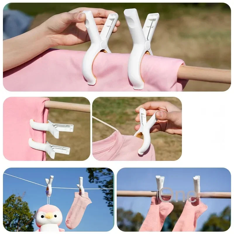 Three robust, colorful baby stroller security clips for blankets, nets, and toys, enhancing baby safety