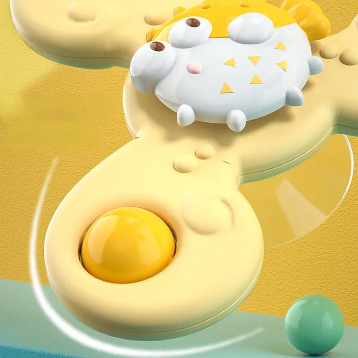 Educational baby bath toy set: three distinct suction spin toys, enhancing motor skills during bathtime