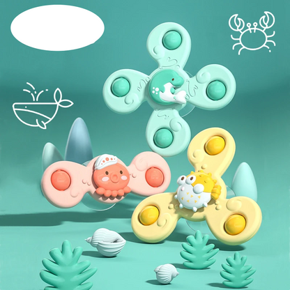 Gift-ready set of durable suction cup spinner bath toys for infants and toddlers, promoting sensory development