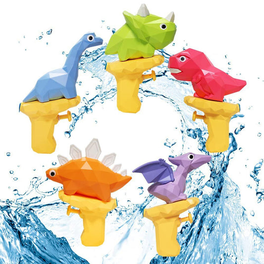 Set of 5 colorful dinosaur water blasters for kids' outdoor summer fun