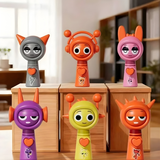 Set of colorful kids' face-changing fidget toy keychains, engaging boredom busters for travel