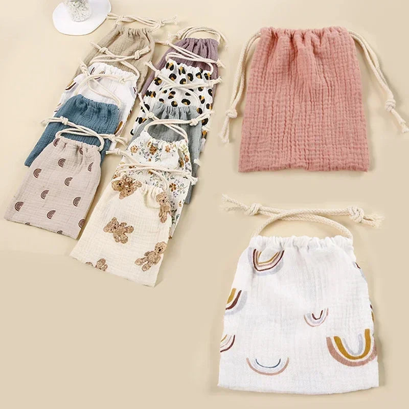 Mommy storage bag made from eco-friendly cotton, great for diapers and baby travel.