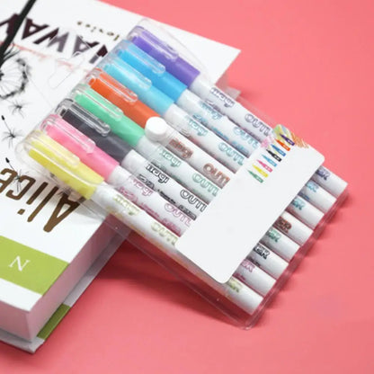 Set of vibrant fluorescent marker pens for art and crafts, perfect for drawing and highlighting.