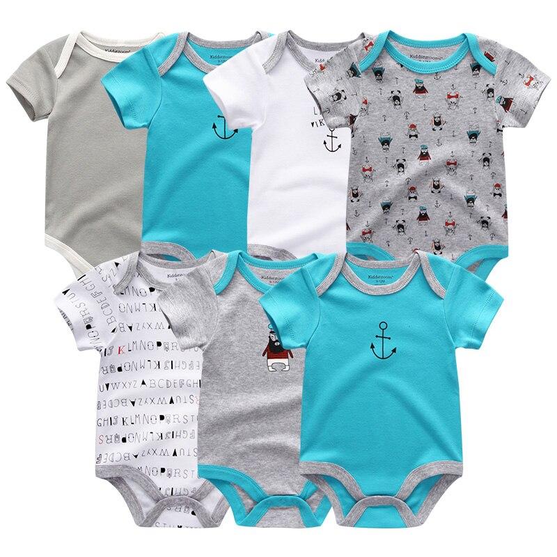 Unisex baby 7-pack cotton jumpsuits, soft and comfortable for newborn everyday clothing.
