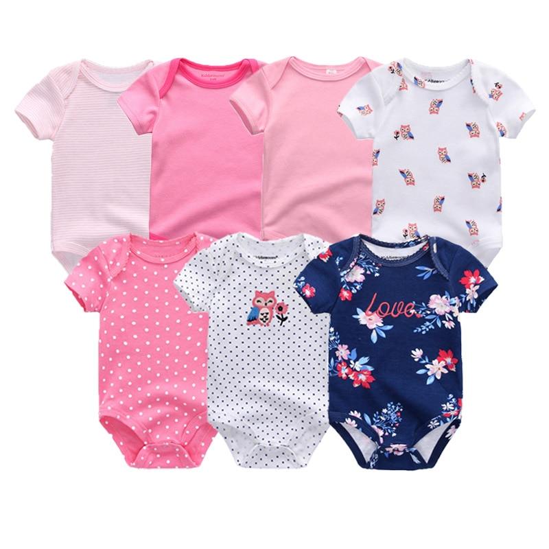 Adorable baby romper set, 7-pack cotton jumpsuits making a perfect baby gift.