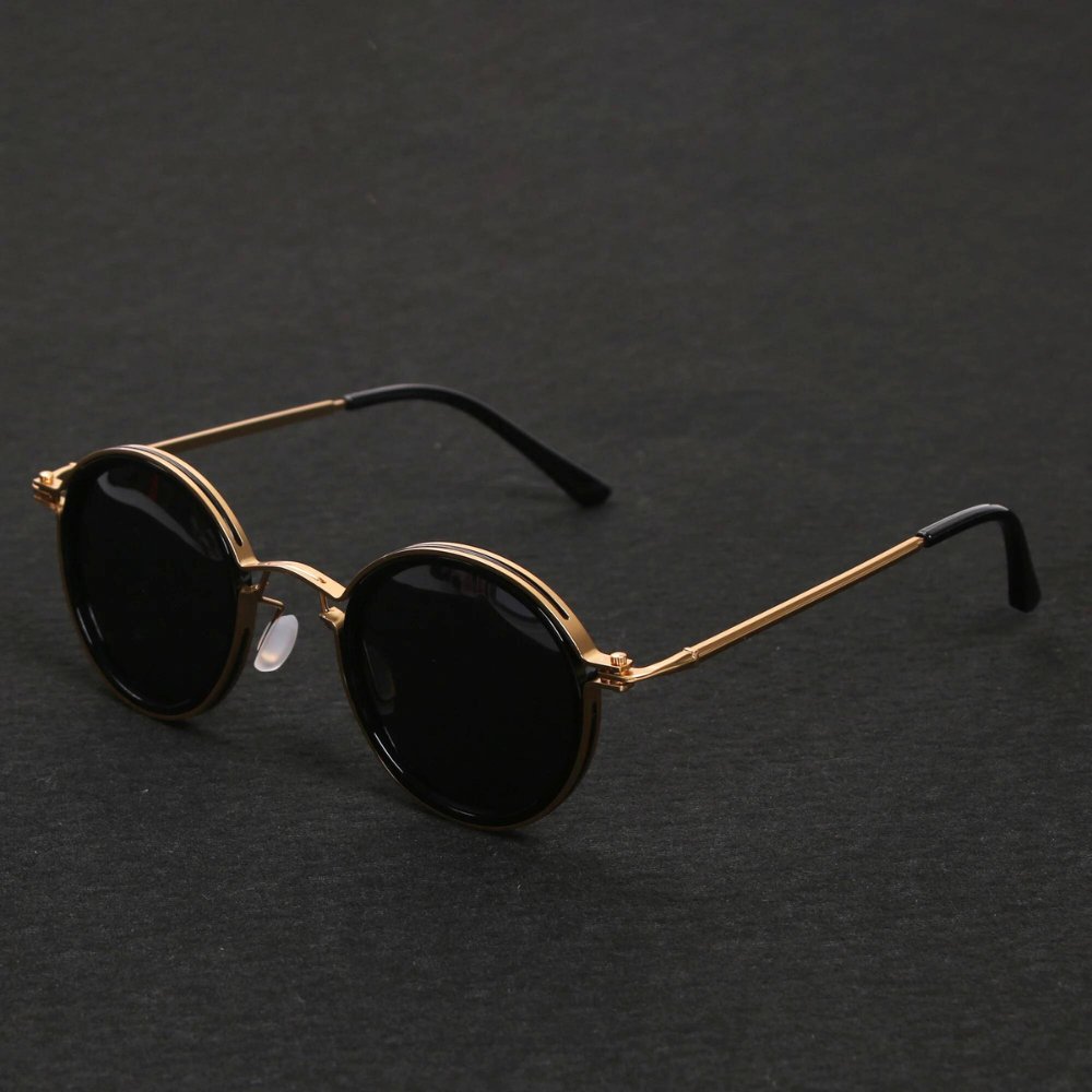Sharp men's polarized double bridge sunglasses with metal frame, offering anti-glare & UV protection for stylish casual wear.