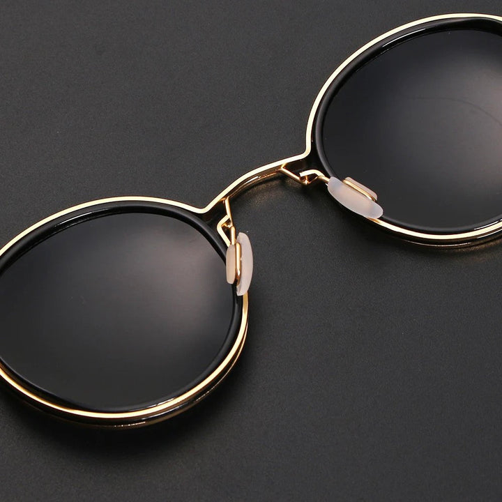 Sharp style men's polarized sunglasses, double bridge design, metal frame for robust UV & anti-glare sun protection.