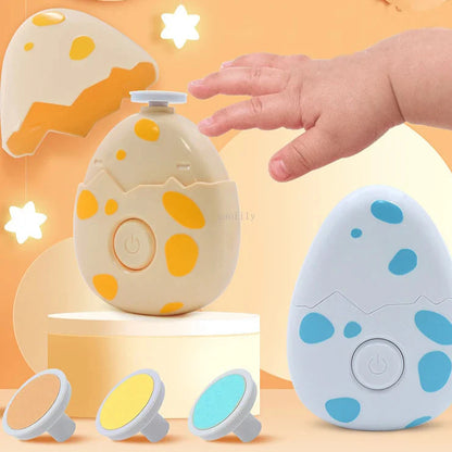 Silent electric baby nail trimmer in dinosaur egg design for gentle infant nail care