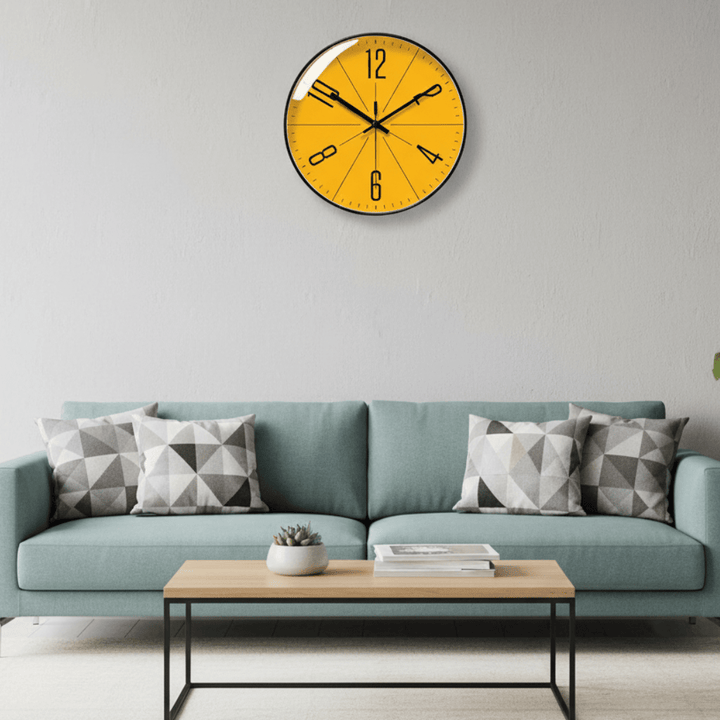 Silent Nordic wall clock, modern minimalist design for living room decor.