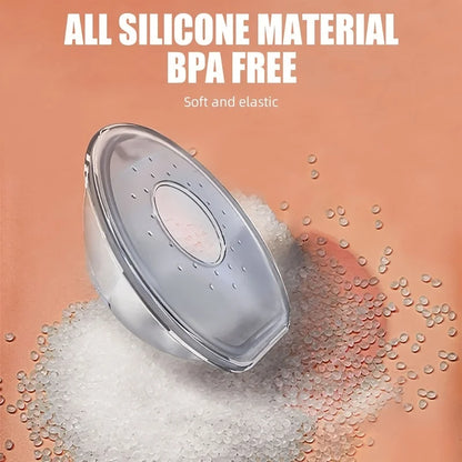 Gentle silicone milk collector for breastfeeding moms, offering spill-proof and easy milk saving.
