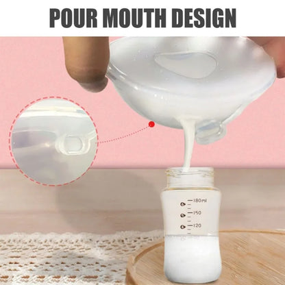 Hands-free silicone milk collector with stopper, ensuring no wasted milk for busy nursing moms.