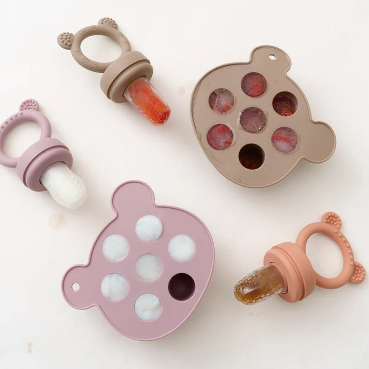 Baby ice cream pop mold from food-grade silicone. Ideal for healthy homemade frozen treats & weaning snacks.