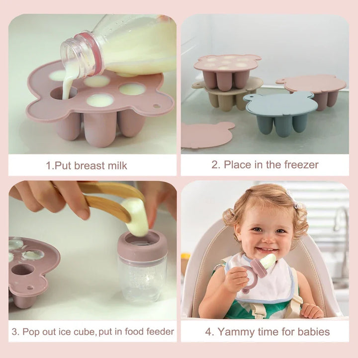 Healthy homemade treats: baby ice cream pops silicone mold. Easy, food-grade, & BPA-free for toddlers.