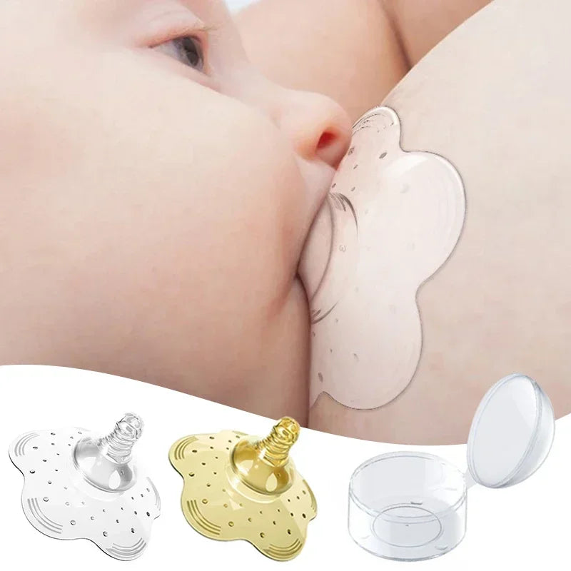 Silicone nipple shield, transparent, for comfortable breastfeeding & sore nipple relief for new moms & babies.