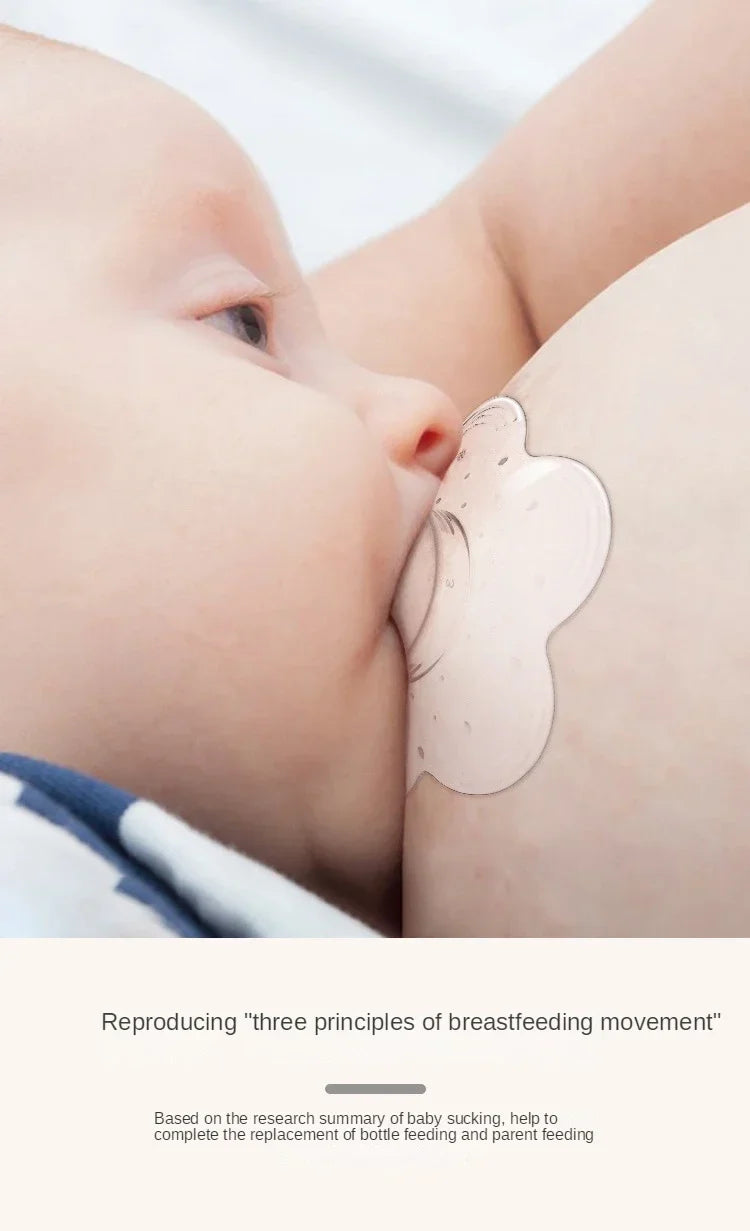 Hand holding a clear silicone nipple shield, highlighting its soft texture for sensitive nipples & baby feeding.