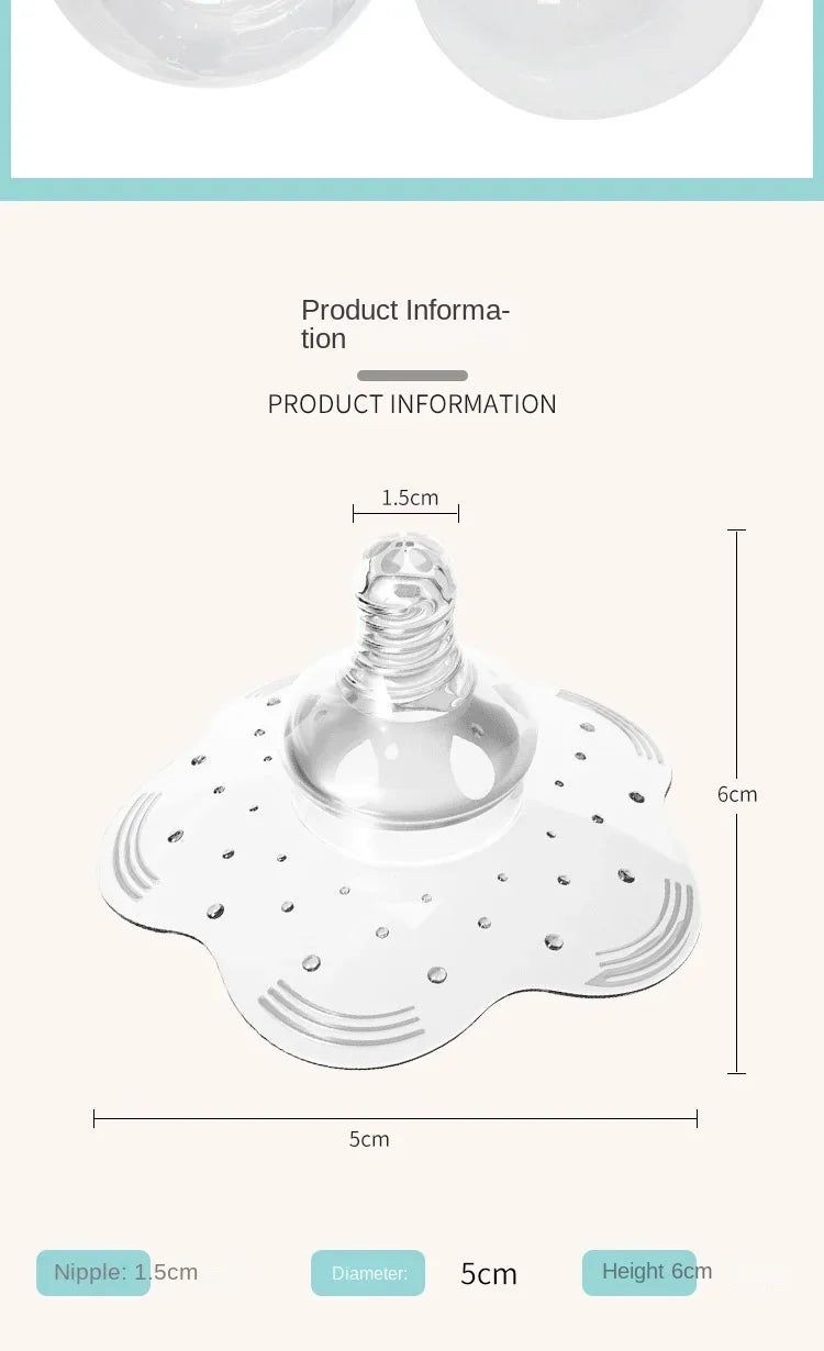 Textured silicone nipple shield designed to assist in baby's latch and provide sore nipple relief.